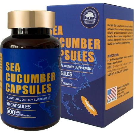 DOL Wild Caught Sea Cucumber Capsules Sea Cucumber Extract Supplement Super Natural Antioxidant, Immune Builder-90 Capsules (One Bottle)