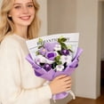 thumbnail image 5 of Hand Knitted Heart Rose Bouquet - Purple & White Crochet Flower Bouquet for Home Decor, Romantic Gift, Wedding, Valentine's Day (35x25cm), 5 of 6