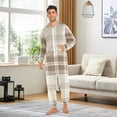 thumbnail image 5 of Brown and Beige Plaids Adult's Hoodie Onesie Jumpsuit One-Piece Pajamas with Zipper Unisex for Holiday M, 5 of 7
