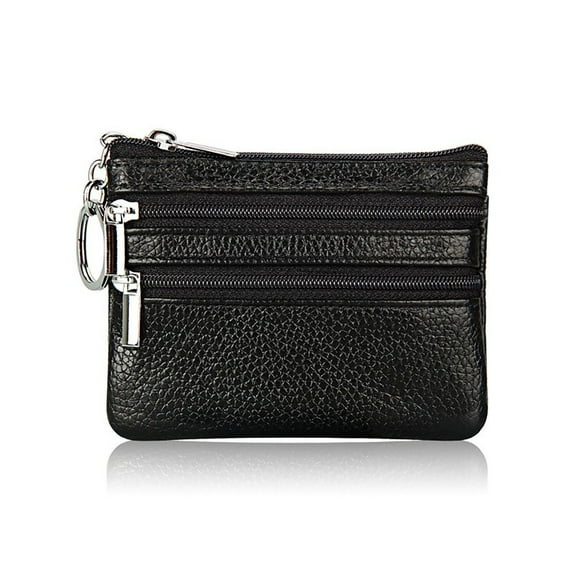 Women Maiden Wear-resistant PU Leather Zipper Waterproof Money Coin Purse Wallet Money Bag Credit Card Holoder Pocket Purse BLACK