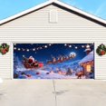 thumbnail image 5 of Gran pancarta para puerta de garaje exterior para la temporada navideña Cartel de bienvenida festivo para colgar en el porche delantero del jardín con Papá Noel, renos, muñeco de nieve y felicita..., 5 of 5
