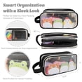 thumbnail image 2 of allydrew 2 Compartment Large Grid Transparent Mesh Pencil Case, Pencil Pouch for Stationery Tools, Makeup, and Travel, Black, 2 of 5
