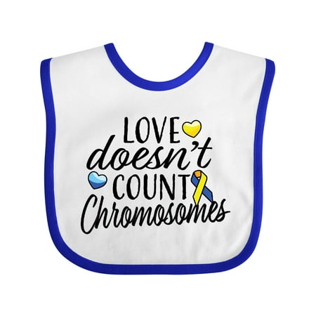 

Inktastic Love Doesnt Count Chromosomes with Yellow and Blue Ribbon Gift Baby Boy or Baby Girl Bib