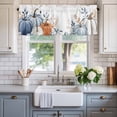 thumbnail image 2 of Thanksgiving Fall Farmhouse Short Window Curtain Valances, Blue White Pumpkin Eucalyptus Autumn Rod Pocket Kitchen Valances for Living Room Bedroom Bathroom Cafe 42" x 18", 2 of 8