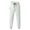 thumbnail image 3 of Vedolay Sweatpants with Pockets Men Linen Wide Leg Pants Loose Fit Pants White,2XL, 3 of 4