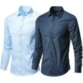 thumbnail image 3 of Camisa blanca de manga larga para hombre, informal, formal, de negocios, de corte entallado, estilo coreano, camisa de trabajo profesional, planchado sin arrugas, 3 of 4