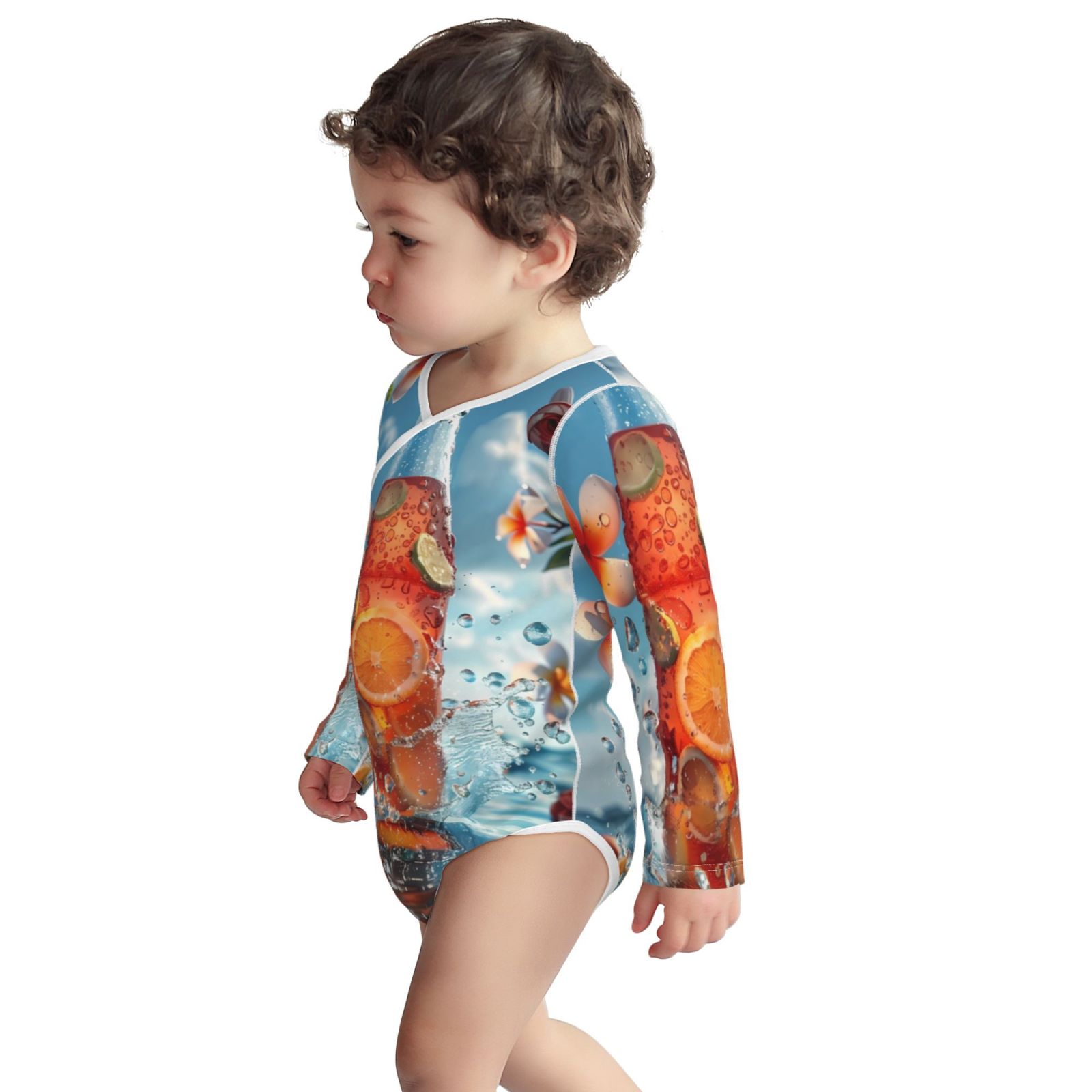 Xecao Refreshing Citrus Splash Print Baby unisex-baby Cotton Long-sleeve Bodysuits-12 Months