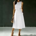thumbnail image 7 of SOOMLON 2 Piece Skirt Set for Women Crew Neck Sleeveless Shirt Draped A Line Midi Skirt with Pockets High Waisted Outfits, 7 of 7