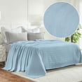 thumbnail image 2 of Superior Clara Cotton Striped Woven Blanket, Full Queen, Light Blue, 2 of 13
