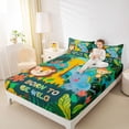 thumbnail image 4 of Homewish Kawaii Lion Elephant Giraffe Twin Sheet Sets 3pcs for Children Teens,Jungle Animal Twin Fitted Sheet Microfiber,Botanical Plants Breathable Flat Sheet,Luxury Bedroom Decor, 4 of 7