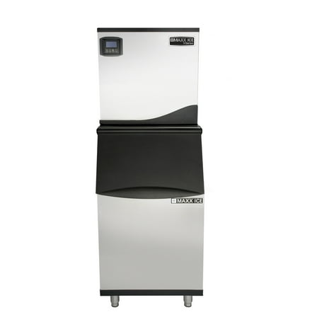 Maxx Ice V-Series Modular Ice Machine, 22"W, 350 lb, Full Dice Ice Cubes, and Storage Bin, 22"W, 310 lb, in Stainless Steel (MVI350FB)