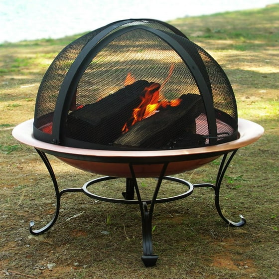 Siena 35 Inch Copper Finish Fire Pit Dome Screen Com