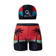 thumbnail image 2 of Cowsor 3-12Y Kids Coconut Tree Print Swim Trunks Set with Cap Elastic Waist Sporty Quick Dry UV Protection Swimwear for Boys Beach Pool, 2 of 3