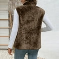 thumbnail image 4 of Weiqiqre Womens Tops Lightweight Stand Collar Sherpa Fuzzy Fleece Vest Buttoned Sleeveless Jackets, 4 of 7