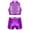 Purple, variant on TiaoBug Kids Girls Jazz Hip-hop Dance Outfits Sequins Crop Top Metallic Bottoms Set Black 14