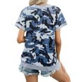 thumbnail image 5 of Women Camouflage Printed Color Block V Neck Short Sleeves Shirt, 5 of 5