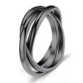 thumbnail image 1 of Anillos de triple banda entrelazados para mujeres y niñas, acero inoxidable, plata, boda rusa, tamaño 6 a 9, 1 of 5
