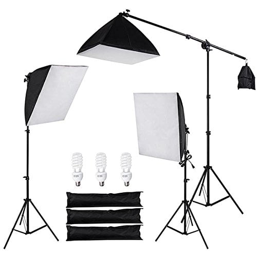85W Photo Bulb AGG2725 Sand Bag Weight LimoStudio Octagon Softbox Lighting Kit with Boom Arm Stand and Carry Bag for Photo Video Studio 