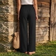 thumbnail image 6 of Linen Cotton Casual Pants For Women Drawstring Pocket Relaxed Road Trip Outfit Summer Soft Looking Draped Silhouette Streetwear Lightweight Comfort, 6 of 7