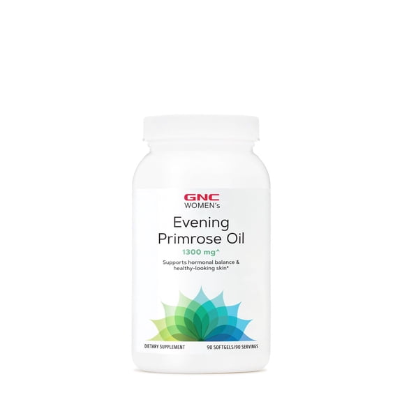 GNC Women's Evening Primrose Oil (EPO) 1300mg, Supports Hormonal Balance, Immunity, Healthy Skin and Heart Health, Daily Vitamin, 90 Softgel Capsules