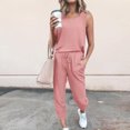 thumbnail image 2 of Samickarr Jumpsuits For Women Summmer Dressy Wedding Women Loose Two-piece Sets Solid Sleeveless Tops Vest Casual Pants Sweatsuit, 2 of 5