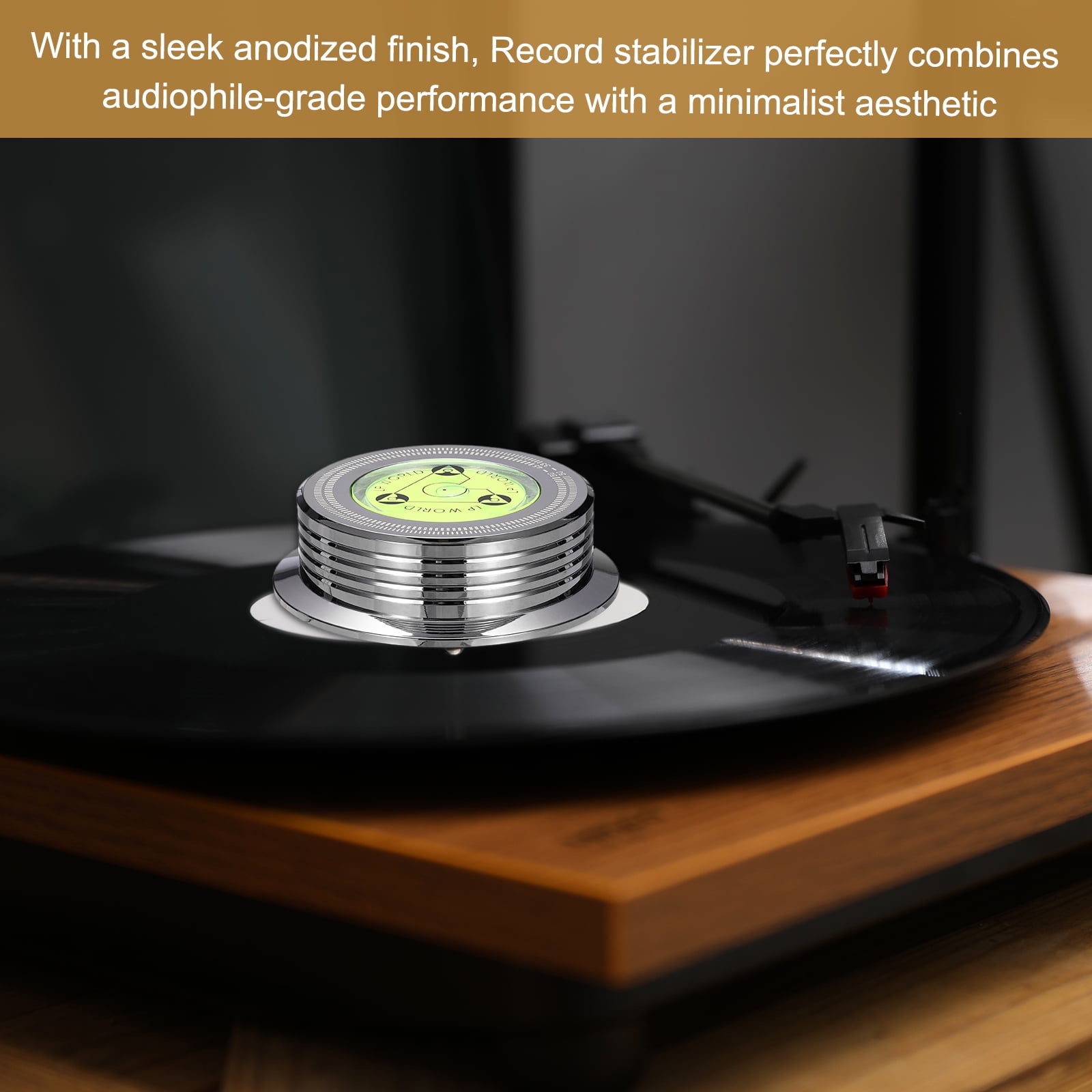 Uxcell 3"x1.3" Record Weight Stabilizer with Bubble Leveling,265g Bright Chrome Plating