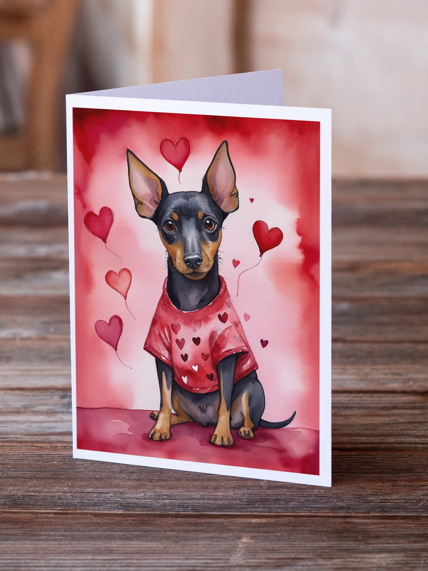 Manchester Terrier My Valentine Greeting Cards Pack of 8 7 in x 5 in