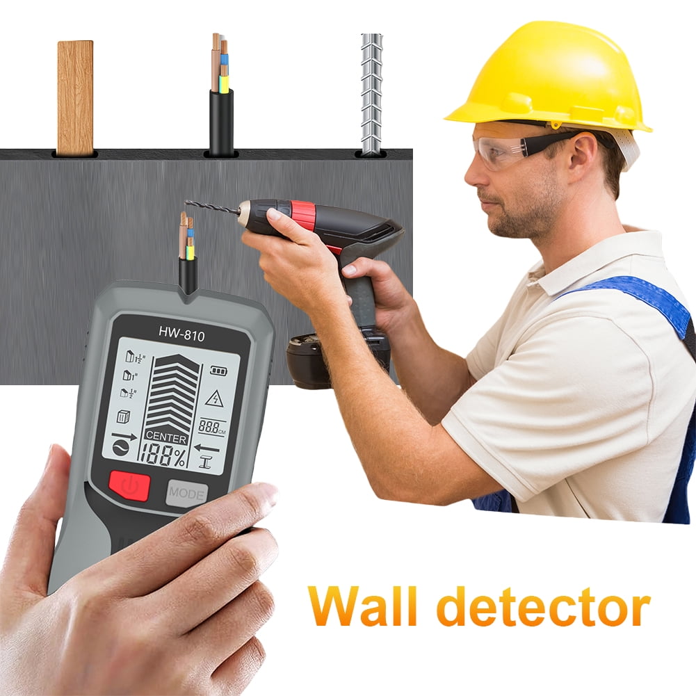 BLEEUS 6 In 1 Smart Stud Finder Wall Scanner For Wood Magnetic Metal Ac Wire Measurement and analysis supplies （Grey）