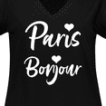 thumbnail image 4 of Inktastic Paris Bonjour with Hearts in White Text Women's Plus Size V-Neck T-Shirt, 4 of 5