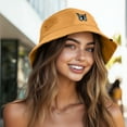 thumbnail image 4 of Dalix Butterfly Cotton Bucket Hat Lightweight Outdoor Travel Beach Everyday Womens in Golden Cream L Large, 4 of 5