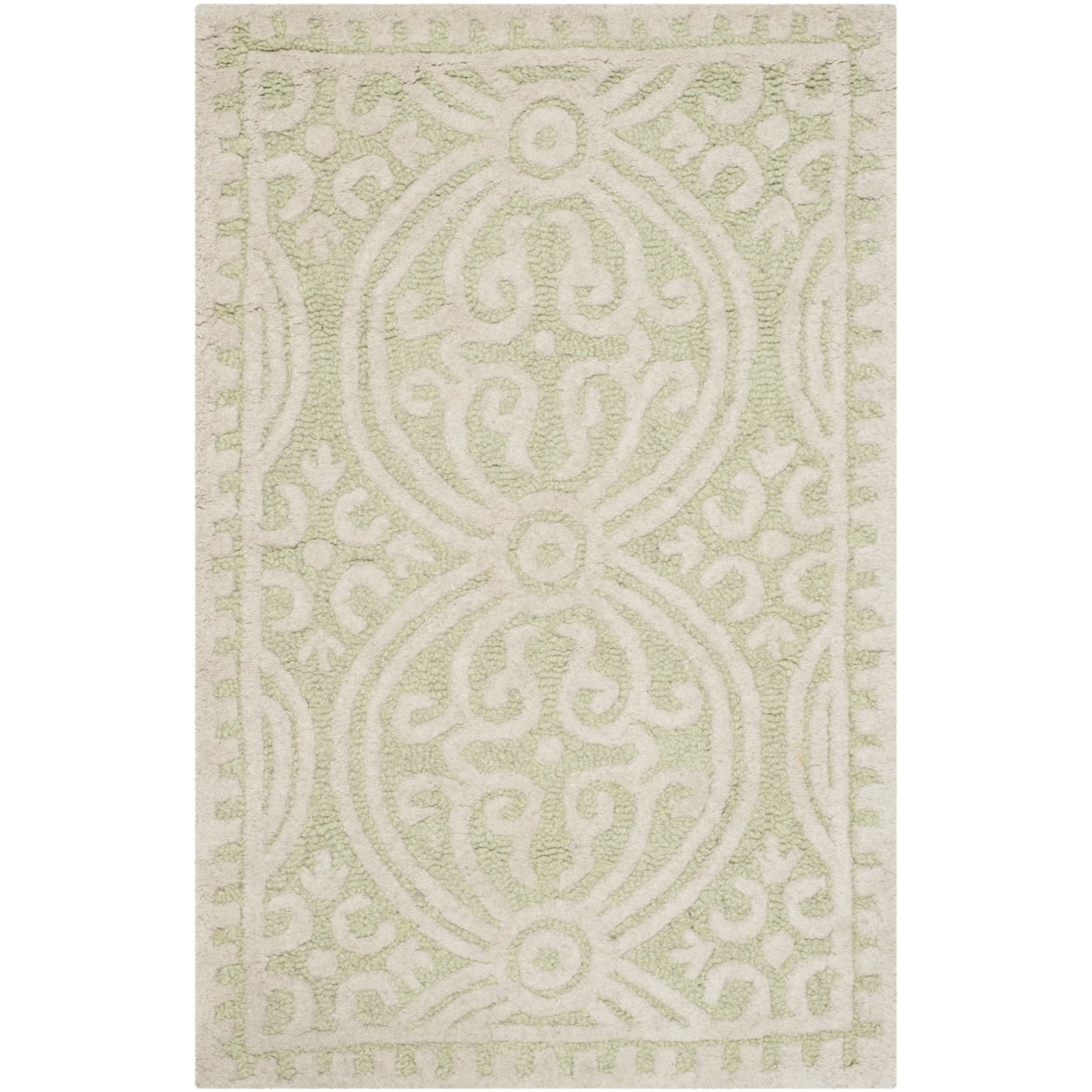 SAFAVIEH Cambridge Leslie Geometric Wool Area Rug, Light Green/Ivory, 4' x 6'