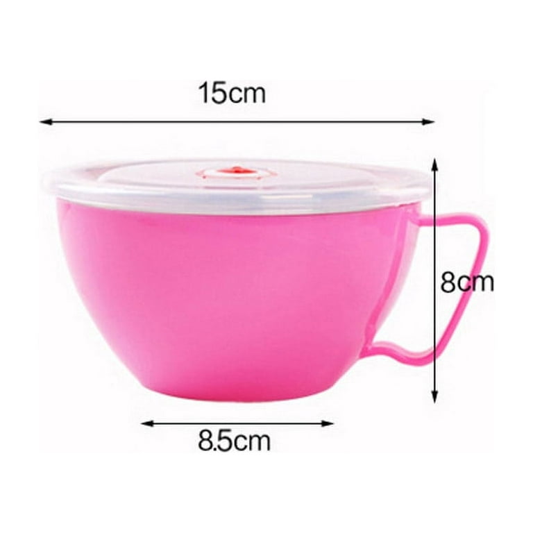 Noodle Bowl With Lid Handle Stainless Steel Plastic Leak-proof