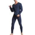 thumbnail image 2 of Frnrwgo Mens Thermal Underwear Set Cotton Crew Neck Long Sleeve Soft Breathable Base Layer Top Bottom for Winter Cold Weather, 2 of 5