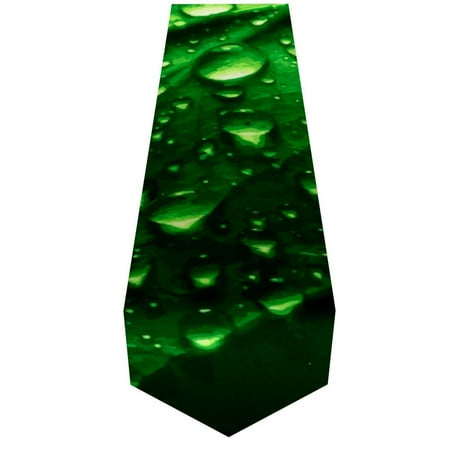 

OWNTA Realistic Green Leaf Texture with Water Drops Pattern Elegant Polyester Table Runner Perfect for Your Tables - Dining Table Decoration