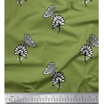 thumbnail image 1 of Soimoi Green Polyester Crepe Fabric Floral & Insect Print Fabric by The Yard 42 Inch Wide, 1 of 3