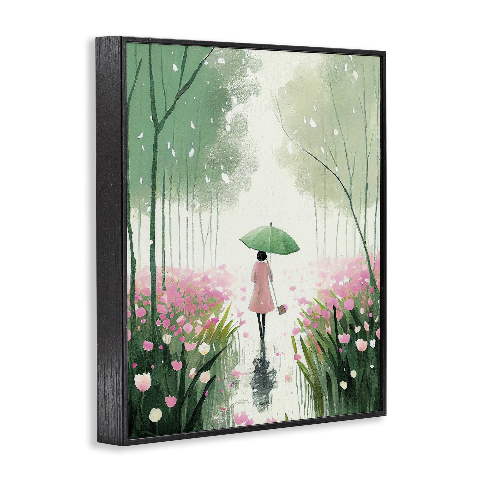 Stupell Industries Nature Stroll in Rain Landscape Painting Black Framed Art Print Wall Art, 16 x 20