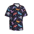 thumbnail image 3 of Xecao Cartoon Dinosaur print Hawaiian shirt - a stylish short-sleeve button-down for men, perfect for casual beach and tropical outings., 3 of 9