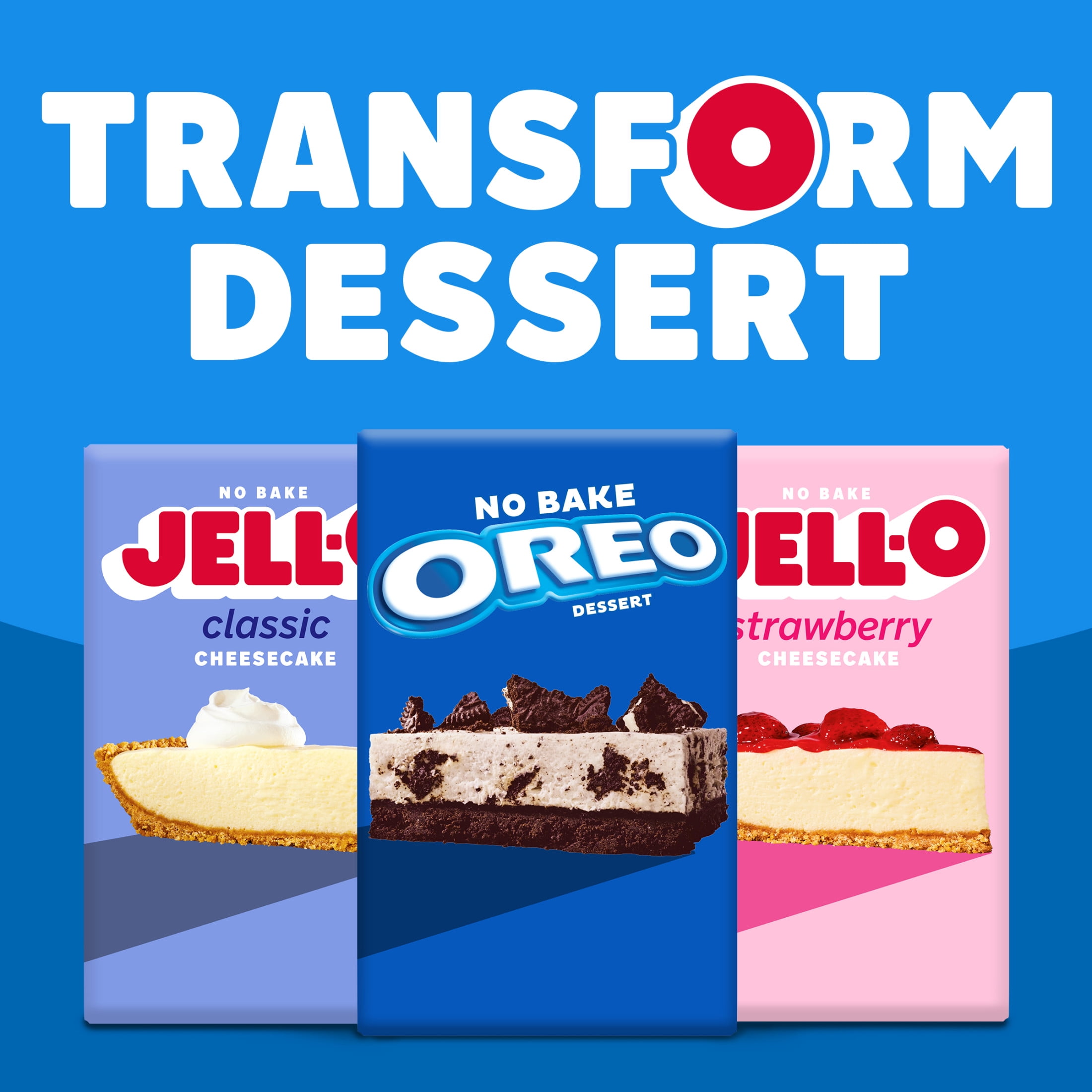 Jell-O No Bake Oreo Dessert Kit with Filling Mix, Crust Mix & Cookie Pieces, 12.6 oz Box