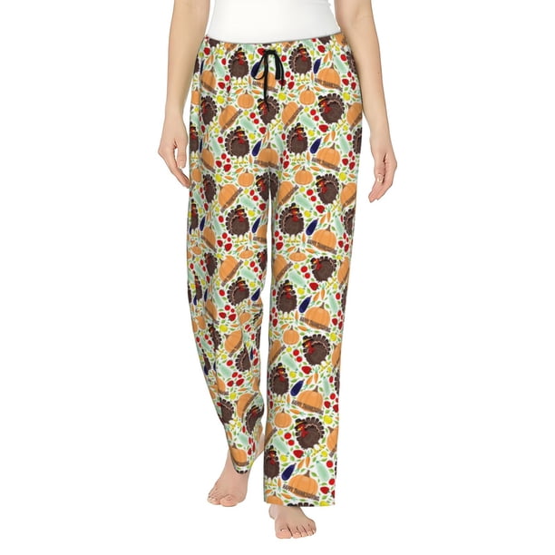 Balery Thanksgiving Pantalones de pijama para mujer, pijamas ultraligeros, pantalones de estar por casa-Medium