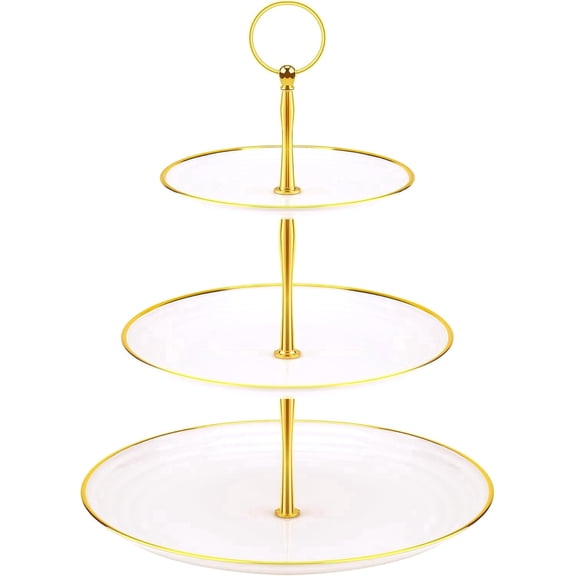 Kalyrart Cupcake Stand Holder - 3 Tier Cup Cake Dessert Tower, Plastic Tiered Serving Tray&Metal Rod for Birthday Party, Baby Shower and More