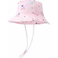 thumbnail image 1 of BRILLAR Gorro Bob de viaje de playa con protección solar plegable de algodón para bebé, rosa, 1 pieza, circunferencia de la cabeza 50 cm, 1 of 5