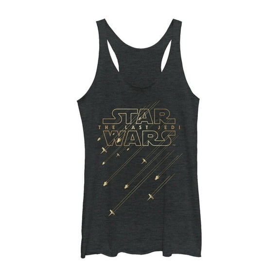 Women's Star Wars The Last Jedi Star Ship Streak Racerback Tank Top Black Heather Medium