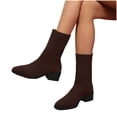 thumbnail image 4 of Fnooota Women's Mid Calf Boots, Non Slip Block Heel Slip On Comfort Fall Winter Shoes Brown Size 8.5, 4 of 7