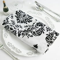 Efavormart 5 Pack | Black/White Damask Flocking Cloth Dinner Napkins, Reusable Linen | 20"x20''