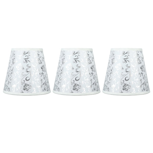 Cloth Lampshade Clip On Installation Modern Fabric Lamp Shades for E14 Bulb Chandelier Table Lamp 3pcs Silver