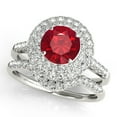 thumbnail image 5 of 1.45 Carat Halo Created Ruby & Diamond Engagement Rings - Bridal Set - 14K Gold, 5 of 12