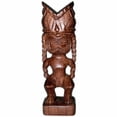 thumbnail image 2 of Tiki Hand Carved Wood Hawaiian God Statue Ku, 2 of 3