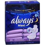 Always Maxi Pads Overnight Extra Heavy Flow 20 Each (Pack of 3 ...