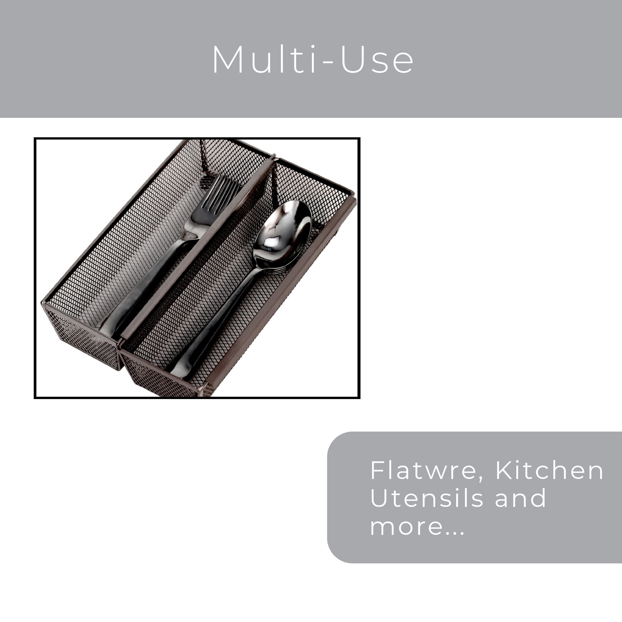 Smart Design Drawer Organizer - Set of 6 - Steel Metal Mesh - 9 x 3 Inch - Interlocking Arm Connection - Utensils, Flatware, Organization - Kitchen - Bronze