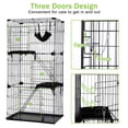 thumbnail image 3 of YRLLENSDAN 3-Tier 67 Inch Cat Cage Cat Crate Cat Kennel Cat Playpen with Free Hammock 3 Cat Bed 3 Front Doors 2 Ramp Ladders Perching Shelves (Black), 3 of 7